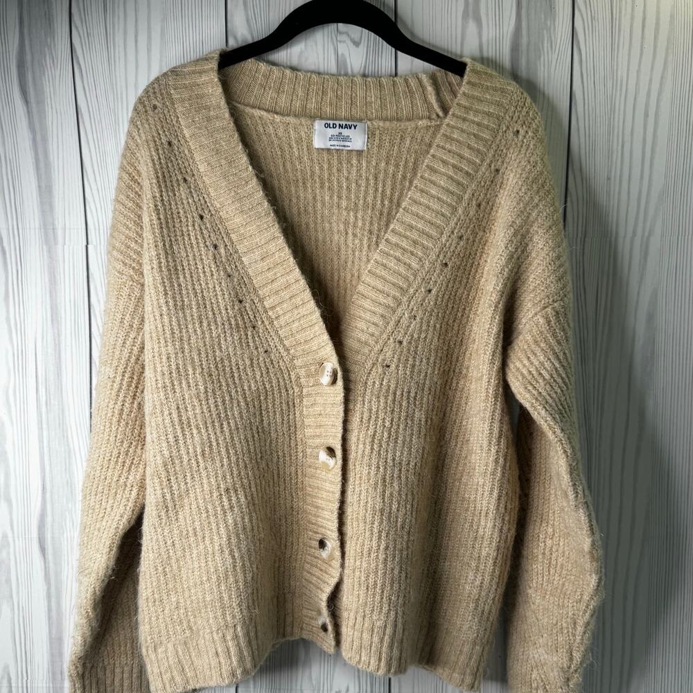Old Navy Beige Cardigan Sweater Women XS V-Neck Button Down Cozy Knit Staple